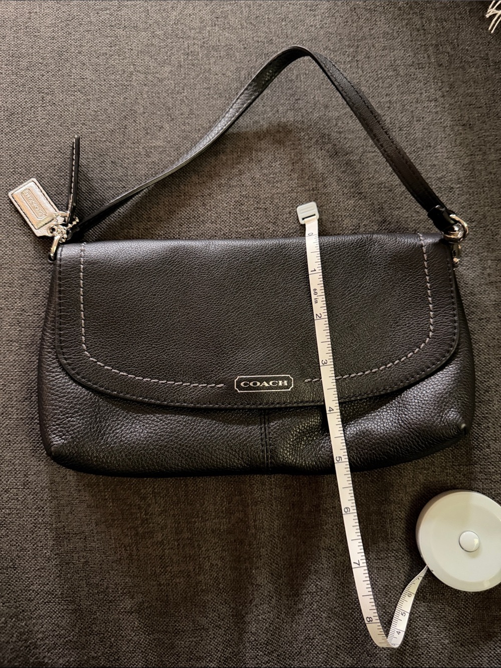 Coach Black Leather Wristlet Clutch with Silver Logo Hardware - Picture 9 of 9